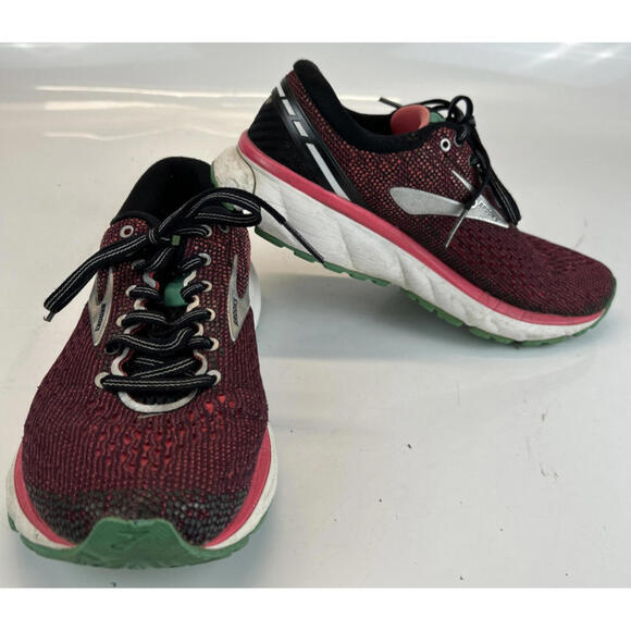 Brooks Ghost 11 Womens Size 6.5 Pink Red White Athletic Running Shoes Sneakers - Picture 1 of 15